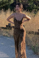 Robe dos nu à imprimé léopard