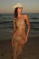 Leopard Mirage Ein-Schulter-Kleid