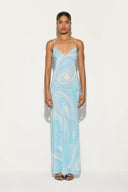 Marmo Bedrucktes Satin Maxikleid
