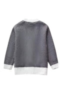 Cardigan a Maglia Fina con Bordo a Contrasto