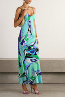 Marmo Bedrucktes Satin Maxikleid