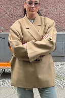 Oversized blazer met zijsplit in staalblauw