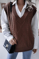 Ensfarvet Geometrisk Strikket Vest