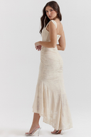 Abito lungo corsetto arricciato Octavie beige
