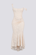 Abito lungo corsetto arricciato Octavie beige