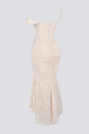 Abito lungo corsetto arricciato Octavie beige