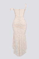 Abito lungo corsetto arricciato Octavie beige
