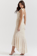 Abito lungo corsetto arricciato Octavie beige
