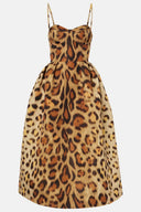 Abito midi bustier con stampa animalier