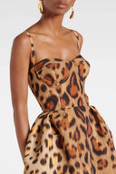 Abito midi bustier con stampa animalier