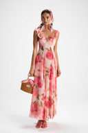 Rochie maxi Renée cu volane și imprimeu floral