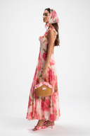 Rochie maxi Renée cu volane și imprimeu floral