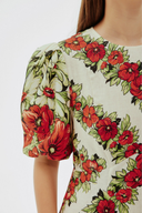 Rosalinde Rundhals-Blumen-Maxikleid in Rot