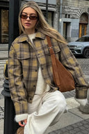Chaqueta casual clásica de solapa con estampado a cuadros