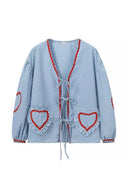 Blusa de Manga Larga con Corazones