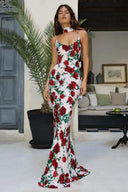 Blumenmuster Rückenfreies Maxikleid