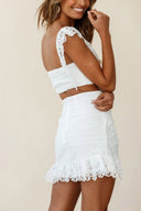 Completo top corto e gonna in pizzo bianco Sonnet