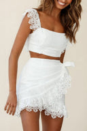 Completo top corto e gonna in pizzo bianco Sonnet