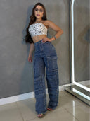 Shine Multi-Pocket Cargo Jeans