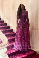 Vestido Maxi de Gola Alta com Estampa Geométrica