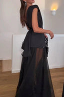 Robe longue en maille transparente