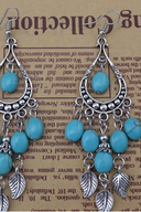Brincos Pendentes Vintage Ocidentais Femininos com Turquesa