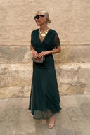 Elegant V-neck Fantasy Painted Floral Print Party Maxi Dress