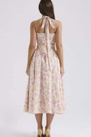 Abigail bedrucktes Midikleid mit Neckholder und Korsett