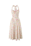 Abigail bedrucktes Midikleid mit Neckholder und Korsett