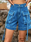 Amerikan Tarzı Kargo Denim Şort