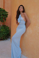 Alexia Neckholder-Maxikleid mit Blumen-Applikationen