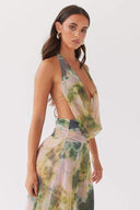 Antonia Printet Halterneck Maxi-kjole