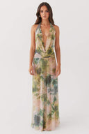 Antonia Printet Halterneck Maxi-kjole