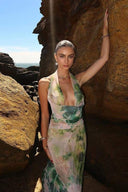 Antonia Printet Halterneck Maxi-kjole