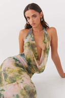 Antonia Printet Halterneck Maxi-kjole