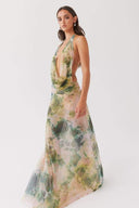 Antonia Printet Halterneck Maxi-kjole