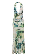 Antonia Printet Halterneck Maxi-kjole
