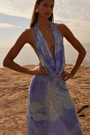 Antonia Printet Halterneck Maxi-kjole