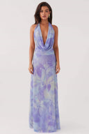 Antonia Printet Halterneck Maxi-kjole