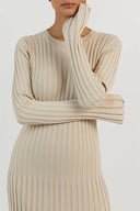 Abito Maxi in Maglia a Costine con Svasatura Antonia