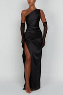 Rochie maxi din satin cu slit