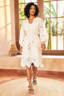 Vestito Midi Ariella Ricamato con Inserti Trasparenti
