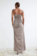 Arlene Rynket V-hals Maxi-kjole