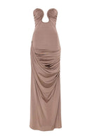 Arlene Rynket V-hals Maxi-kjole