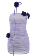 Vestito Mini in Rete con Applicazioni a Fiore Athena