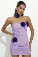Vestito Mini in Rete con Applicazioni a Fiore Athena