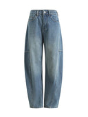 Pantalon en jean ample tendance à coupe arrondie