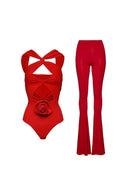 Floral Applikation Cutout Badeanzug Set