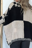 Karierter Cardigan mit offenem Vorderteil und langen Ärmeln