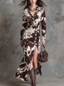 Vestido Midi com Estampa Vintage de Vaca